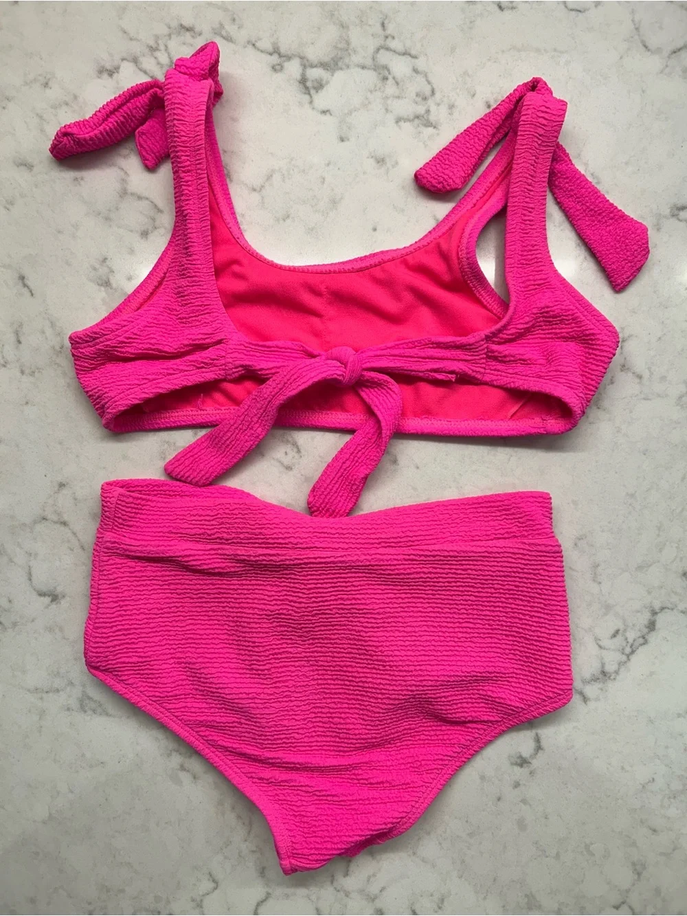 GB girls Pink and Blue Textured Kids Bikini Swimsuits